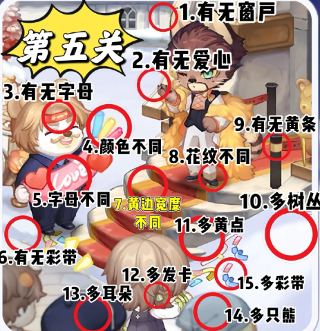 奥比岛手游恋心裁判第5关玩法 恋心裁判第五关找不同位置分享[附图]