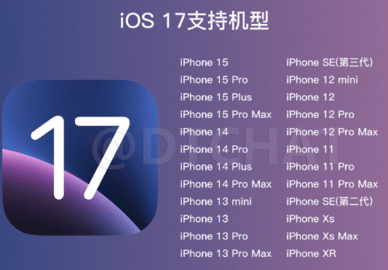 ios17系统支持哪几款机型