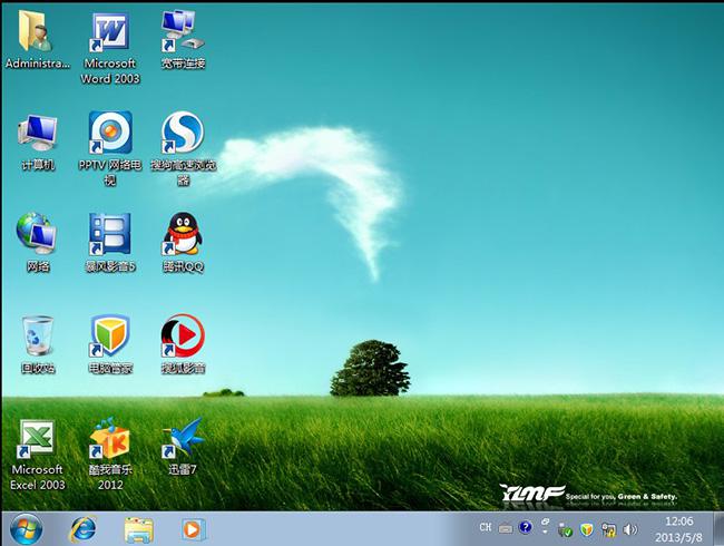 YLMF  GHOST  WIN7 SP1 装机优化版开机界面