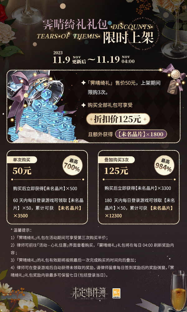 《未定事件簿》心礼佳惠霁晴绮礼礼包上架