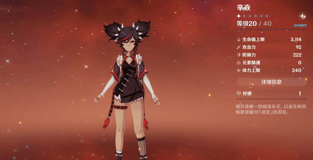 原神辛焱毕业面板属性参考