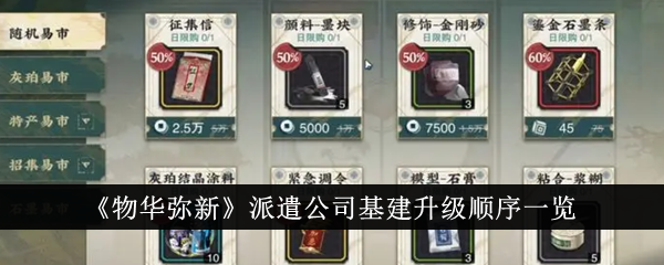 物华弥新派遣公司基建升级顺序是什么