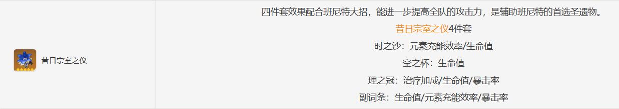 原神班尼特圣遗物推荐搭配